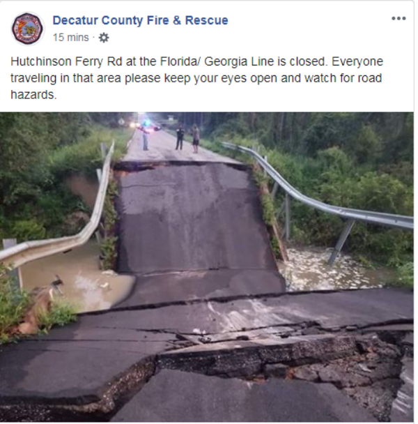 Road Closed Hutchinson Ferry Road in South Decatur County Closed